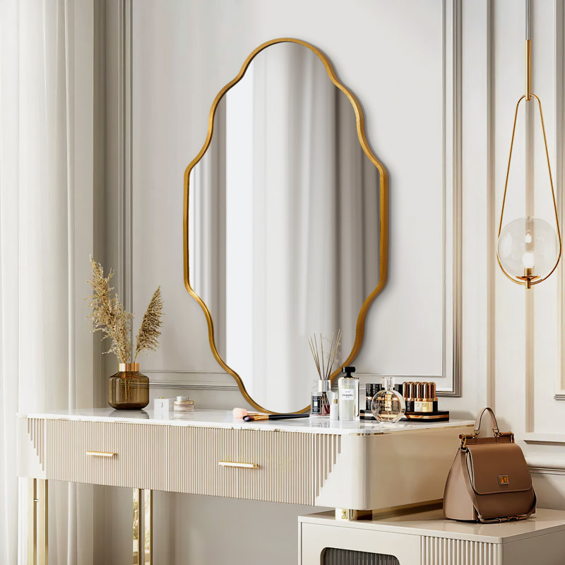 Oval Bathroom Mirror, Aluminium Frame Vanity Mirror with 4mm HD Shatterproof Glass, Wall Mounted Portrait or Landscape, Gold