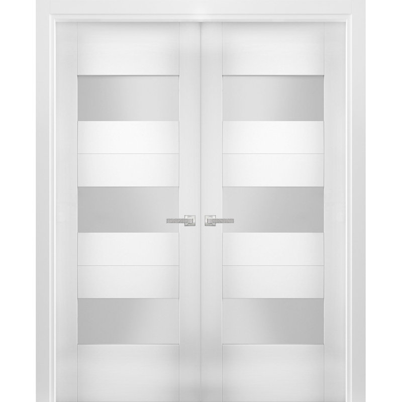 Portes blanches standard en verre givré Sete, 36 po x 84 po