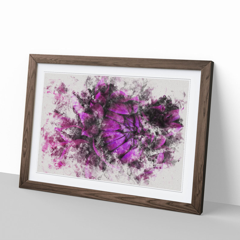 Purple Flower Vol.1 - Single Picture Frame Print on Wood, Walnut Framed, 36cm H x 48cm W x 2cm D