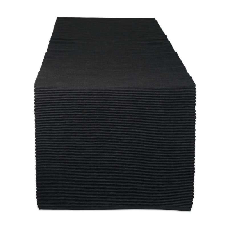 Esma Striped 100% Cotton Table Runner, Black