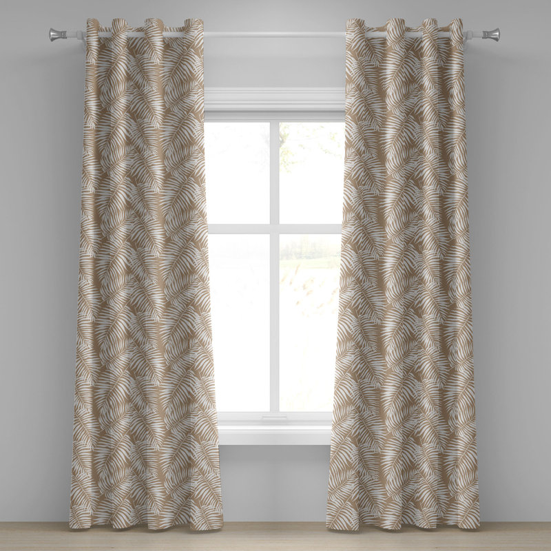  Paire de rideaux semi-transparents en satin, L 50 po x L 72 po, Brun pâle / blanc