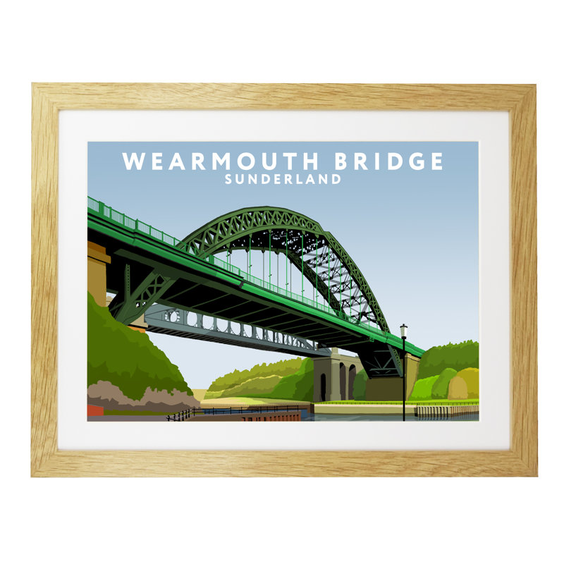 Wearmouth Bridge by Richard O'Neil - Print, 33.5 cm H x 43.5 cm W x 2.2 cm D, Oak Wood Frame