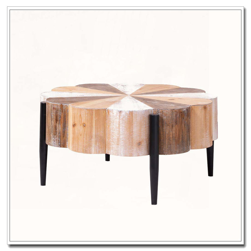 Table basse en bois manufacturé 31,7 po avec pieds en métal