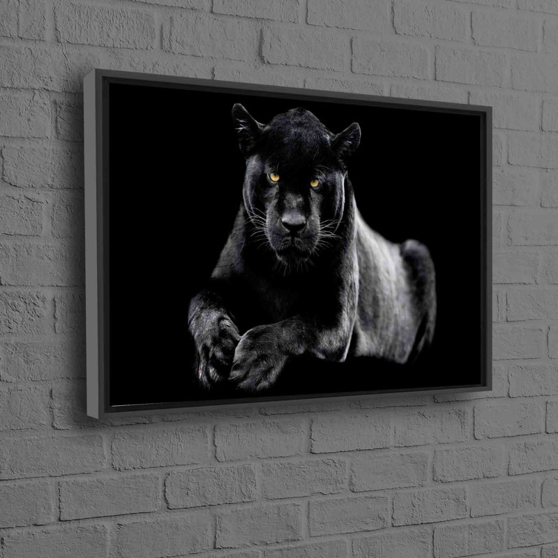 Large Framed Wall Art Featuring Panther On Canvas Perfect for Stylish Christmas Decor Gift and Trendy Wall Decor, Black