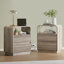 Table de chevet 3 tiroirs l 21,6 po avec station de charge, armoire de chevet cannelée de ferme pour chambre à coucher, profil profilé incurvé-218182485