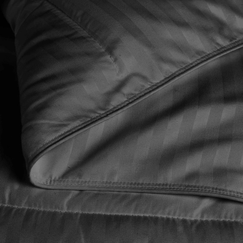 Charcoal Striped Reversible Microfiber Down Alternative Comforter
