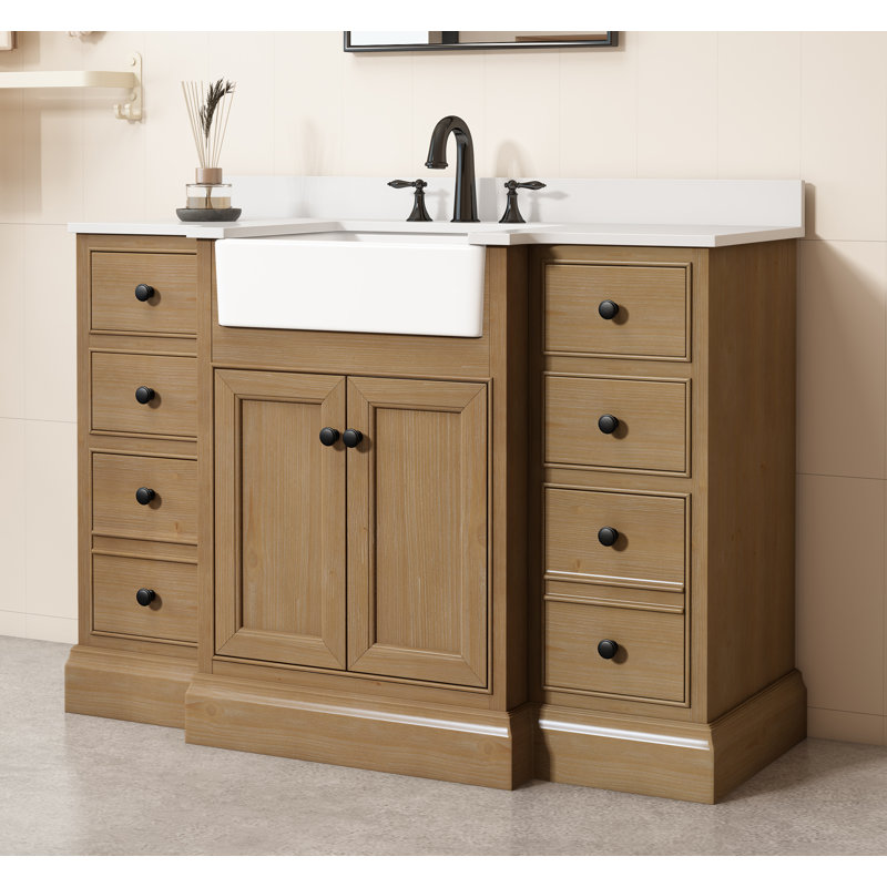 Meuble-lavabo simple 48 po avec lavabo rectangulaire blanc Maxbano Farmhouse, Blanc