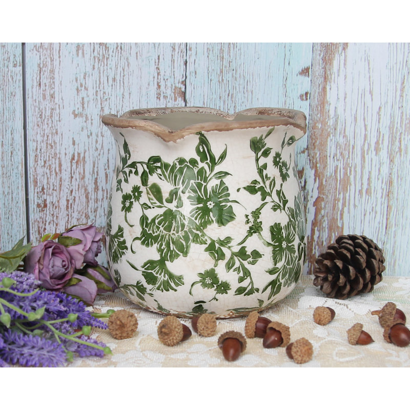 Pot de fleurs et vase en céramique Adairsville Retro Farmhouse, Vert