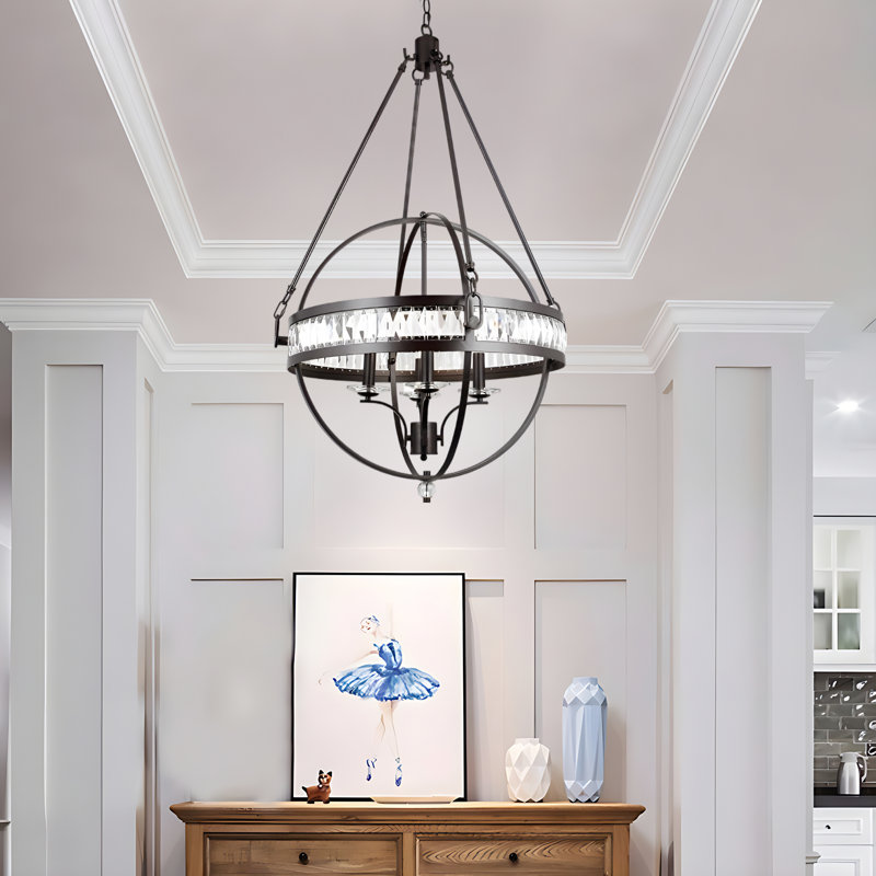Lustre 4 lumières en bronze huilé 4 pièces Ark