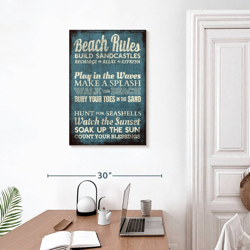 " Beach Rules " by Charles B, 30" H x 20" W x 1.25" D