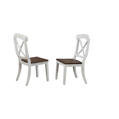 Delanta Transitional X-Back Solid Wood Dining Chair In White by August Grove