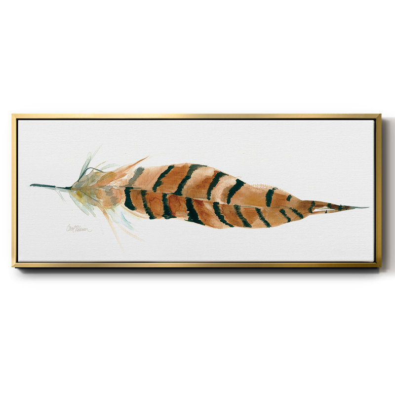Tail Feather I- Framed Canvas, 12" H x 30" W