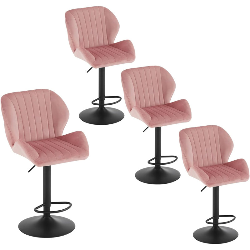 Walla Swivel Upholstered Adjustable Height Counter Stool with Metal Frame, Pink