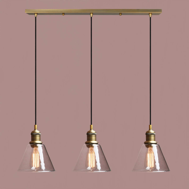 3 - Light Kitchen Island Pendant, Antique