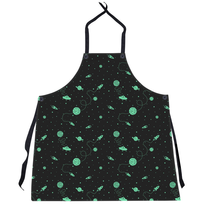 Tablier à motif extérieur espace, Noir / Vert
