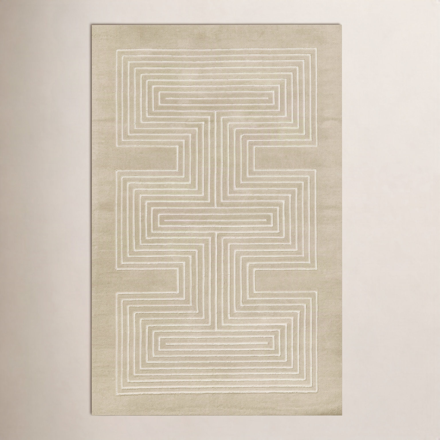 Orlie Copper Hand-Tufted Geometric Wool Rug, Beige, Rectangle 9' x 12'