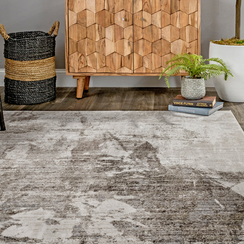 Miraloma Abstract Light Brown Area Rug, Rectangle 10' x 14'