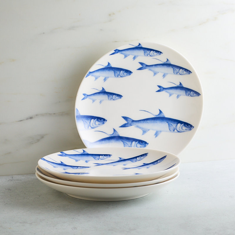 School Of Fish Porcelain Salad/Dessert Plate