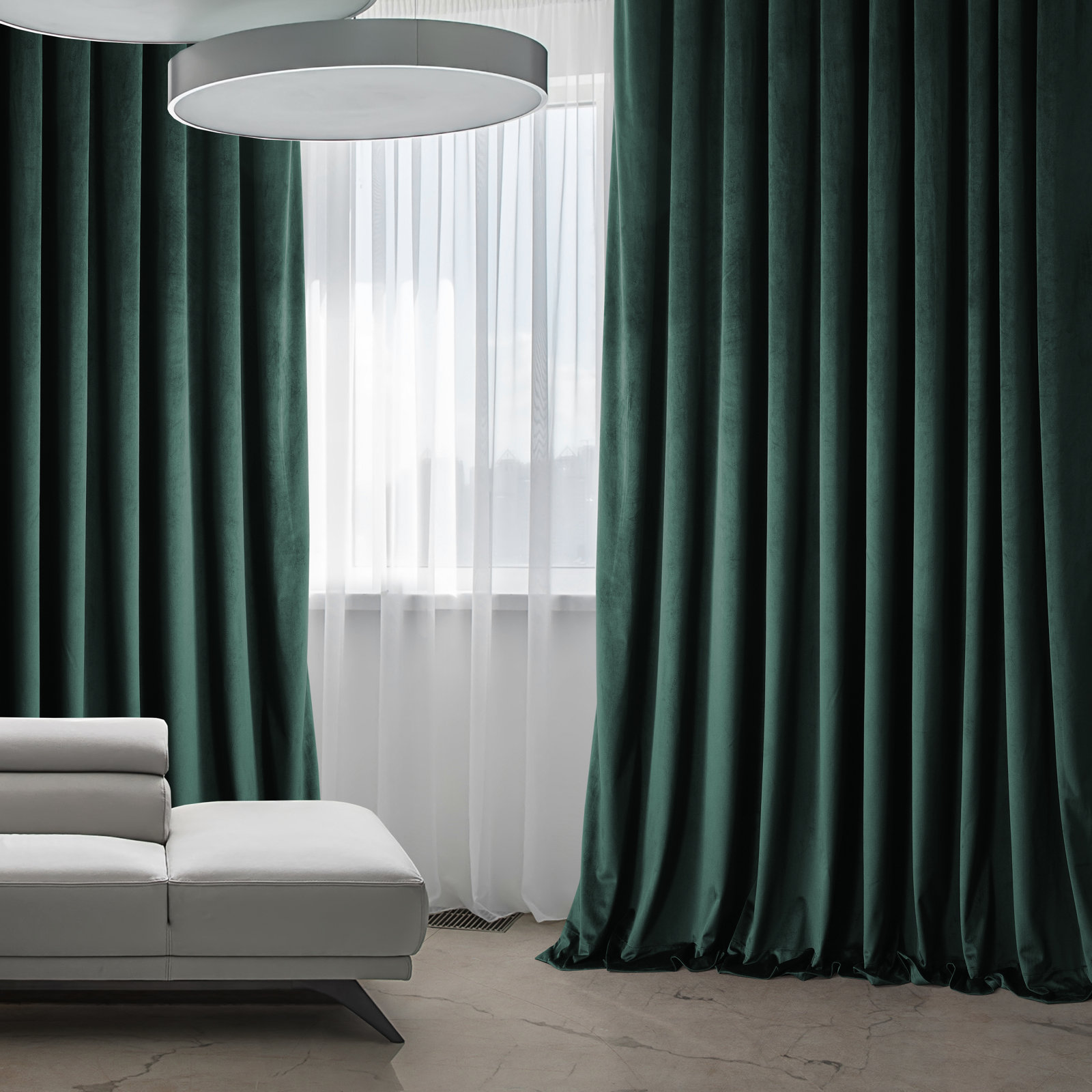 Matra Plush Velvet Room Darkening Curtain Panel, Forestry Green, 50" W x 96" L