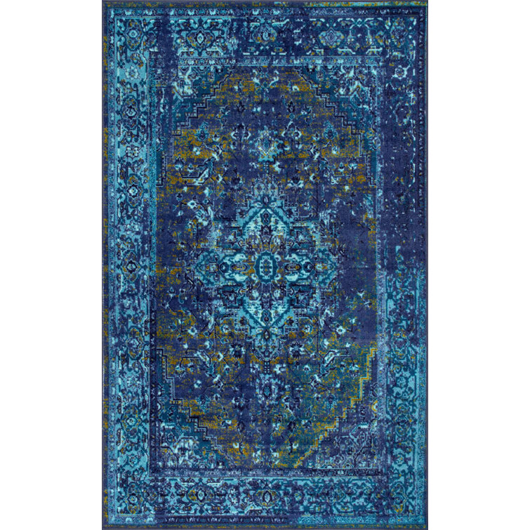 Brennen Oriental Power Loom Performance Blue Rug