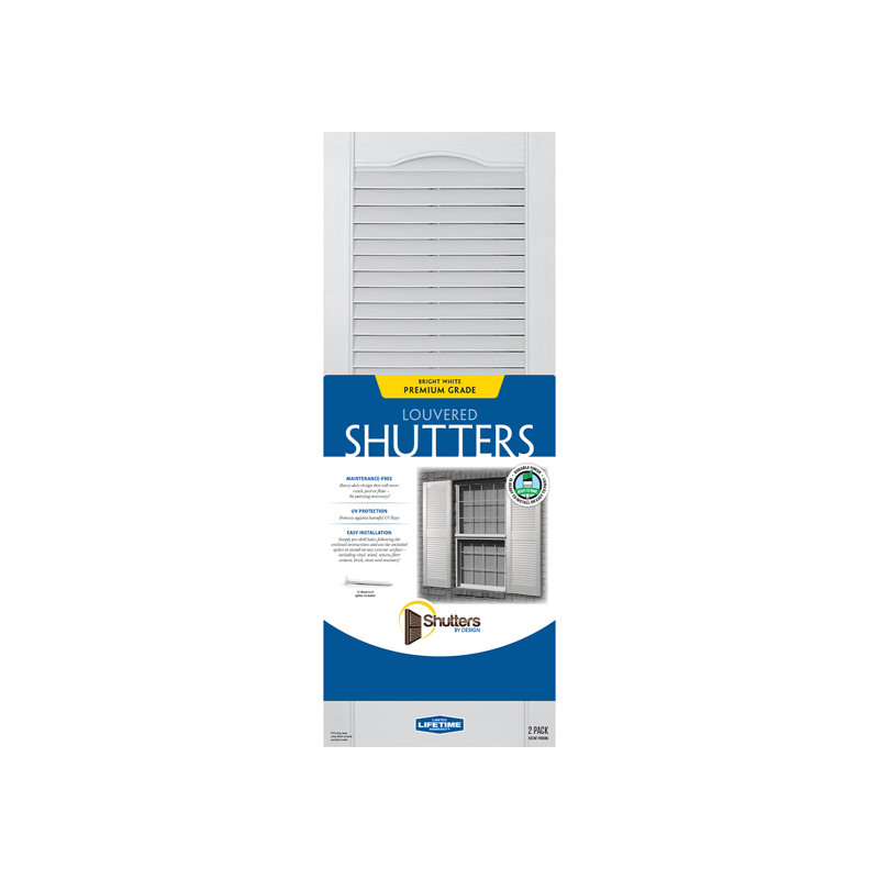 14.5'' Louvered Shutters, 63" H, White