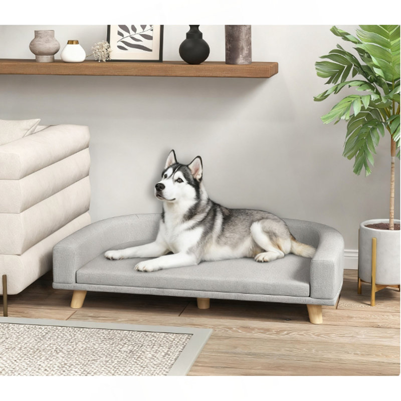 Canapé pour animaux de compagnie avec coussin lavable pour grands chiens et chats, Gris