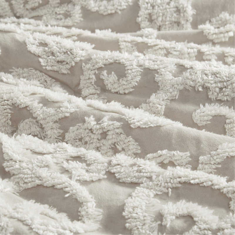 Housse de couette en coton taupe double / grand avec broderie en chenille envoûtante pour un magnifique capitonnage
