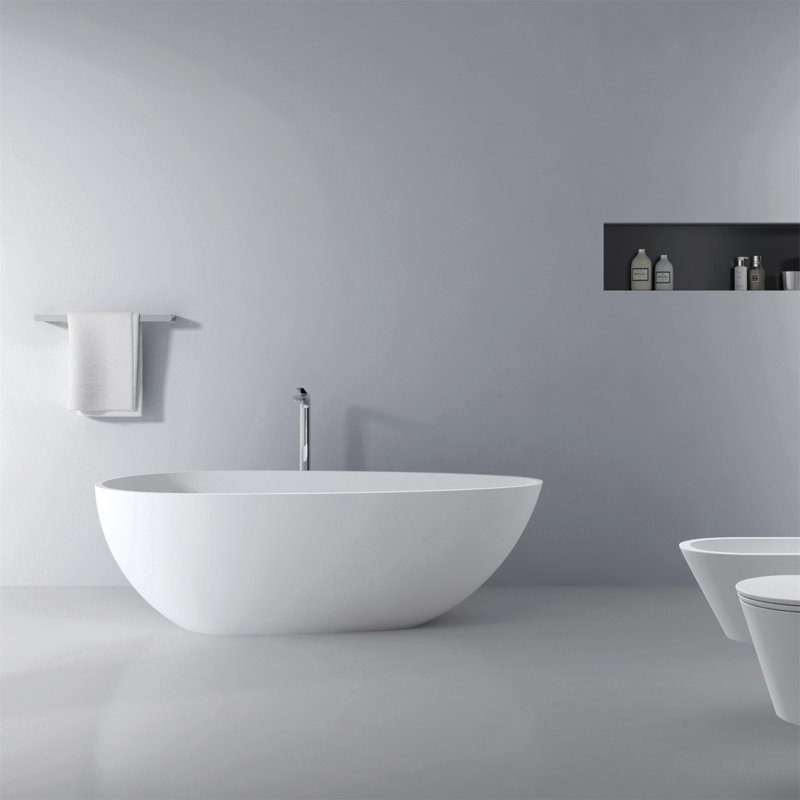 Baignoire de trempage autoportante à surface solide de 66,9 pouces pour salle de bain