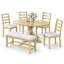 Ensemble de salle à manger extensible Cavressa 6 pièces, table à pied centrale en bois naturel avec rallonge amovible de 45 cm, 4 chaises à dossier échelle et banc de 112 cm-611896036