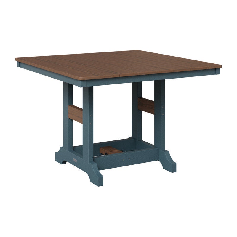 Garden Classic Outdoor Square Bar Table, Slate, Brazilian Walnut