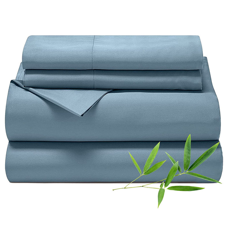 Cooling Sheets King Size, Rayon derived from Bamboo, Luxuriously Soft & Cooling Silky Sheet Set White, Queen, Blue
