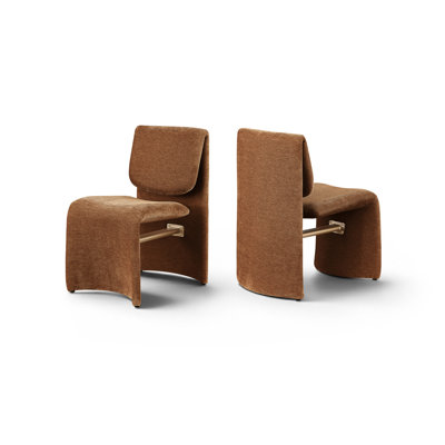 Chaise de salle à manger Slique recouverte de tissu cognac