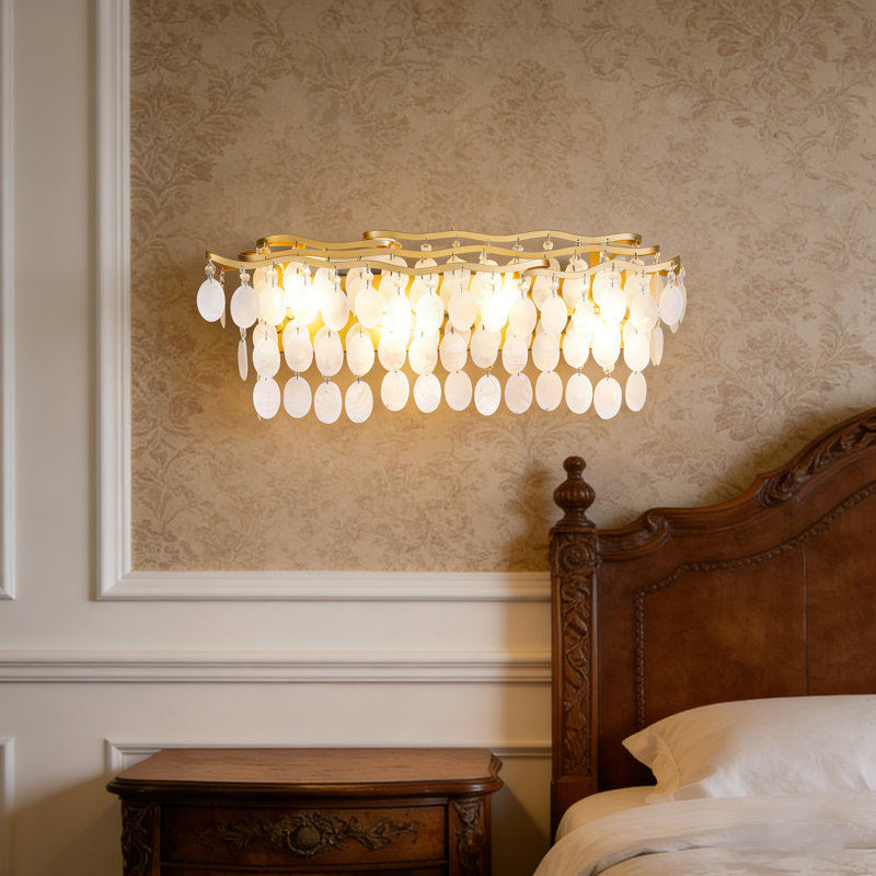 Appliques murales pour salle de bain à 4 lumières avec lumières coquillages Capiz