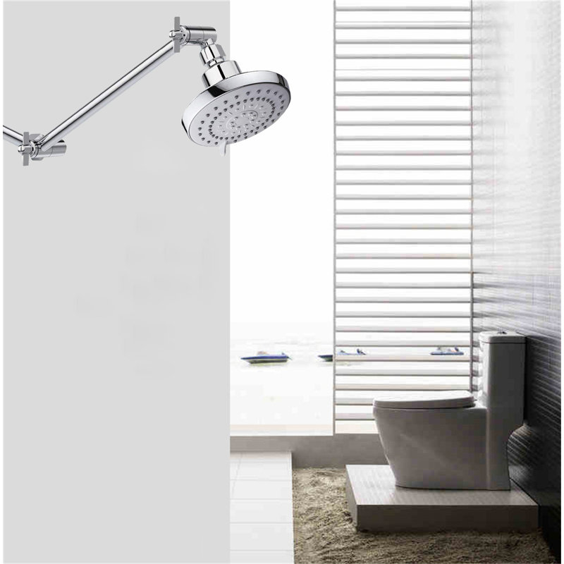 High-Pressure Rainfall Shower Head With 11-Inch Adjustable Arm - Vertical Flow Design For Spa-Like Bathing, Chrome
