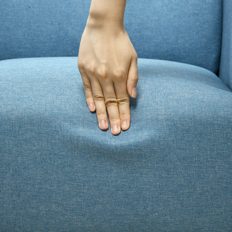 Fauteuil capitonné de 29,1 po de large Gabrialle, Bleu 100% lin