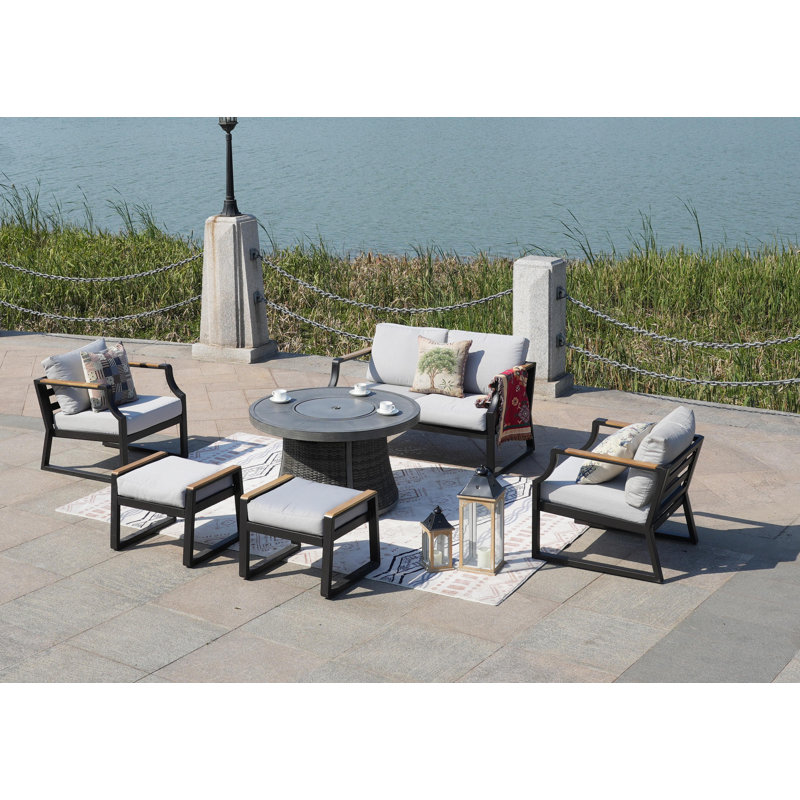 Caro 4 - Person Patio Conversation Set with Cushions, Gray