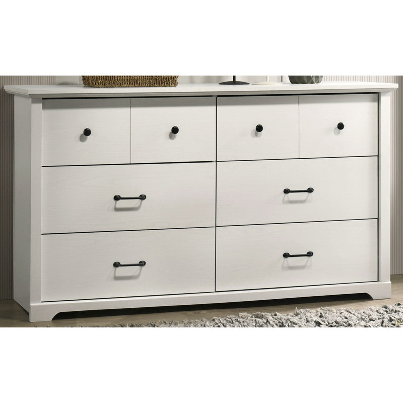 Commode 6 tiroirs 57 po, Blanc