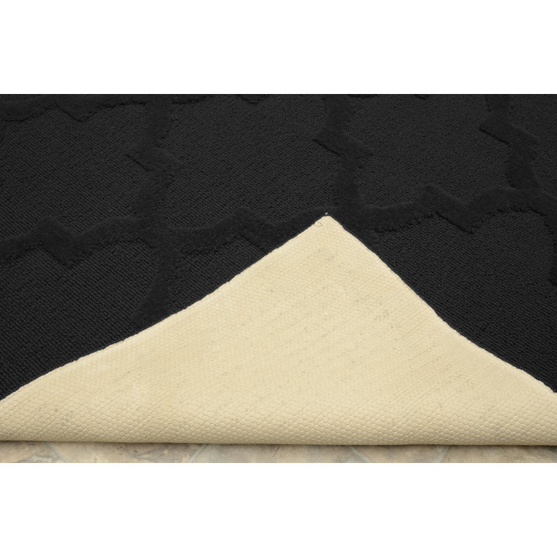 Tapis noir en polypropylène touffeté à motif géométrique Nasturtium, Rectangle 6 pi x 9 pi