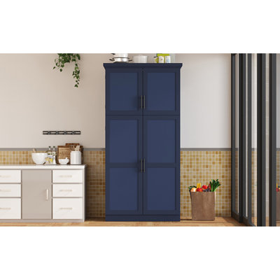 35.5X17.6X70.9Inch Freestanding Kitchen Pantry Cabinet, Tall Storage Cabinet With 4 Doors, 2 Door Shelves, 8 Pull-Out Trays And Adjustable Shelf For Dining Room