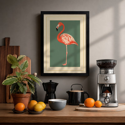 Poised Flamingo Botanical - Framed Print