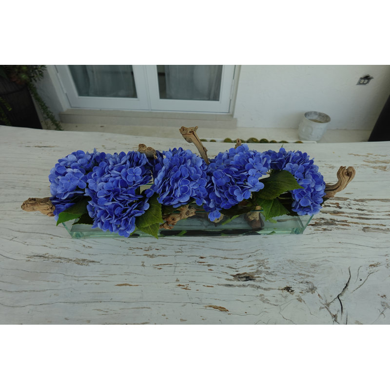 Hydrangeas and Driftwood in Vase