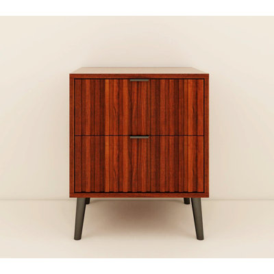 Wooden Nightstand With 2 Drawers