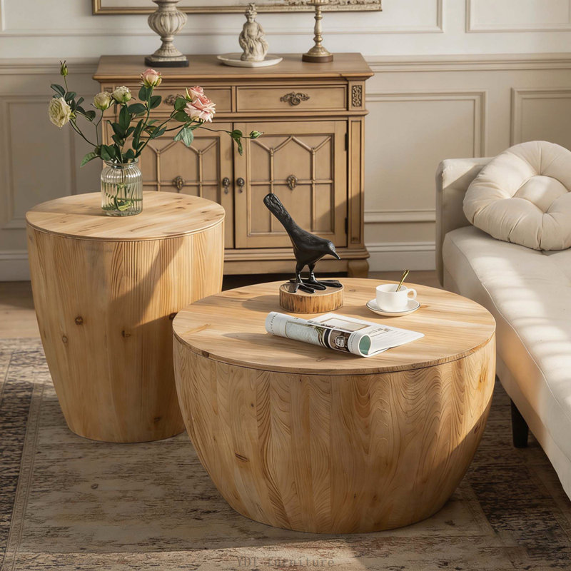 Ensemble de tables basses en forme de seau de style rétro pour le bureau, la salle à manger et le salon (ensemble de deux pièces)