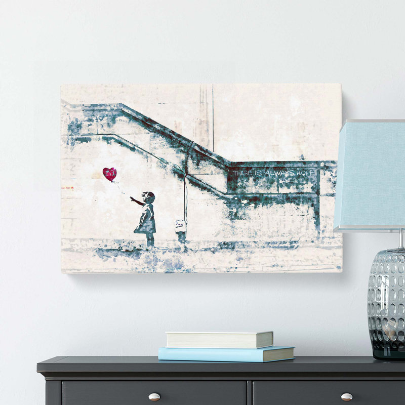 There Is Always Hope Girl With Red Balloon by Banksy - Wrapped Canvas Painting, 50cm H x 76cm W x 3cm D