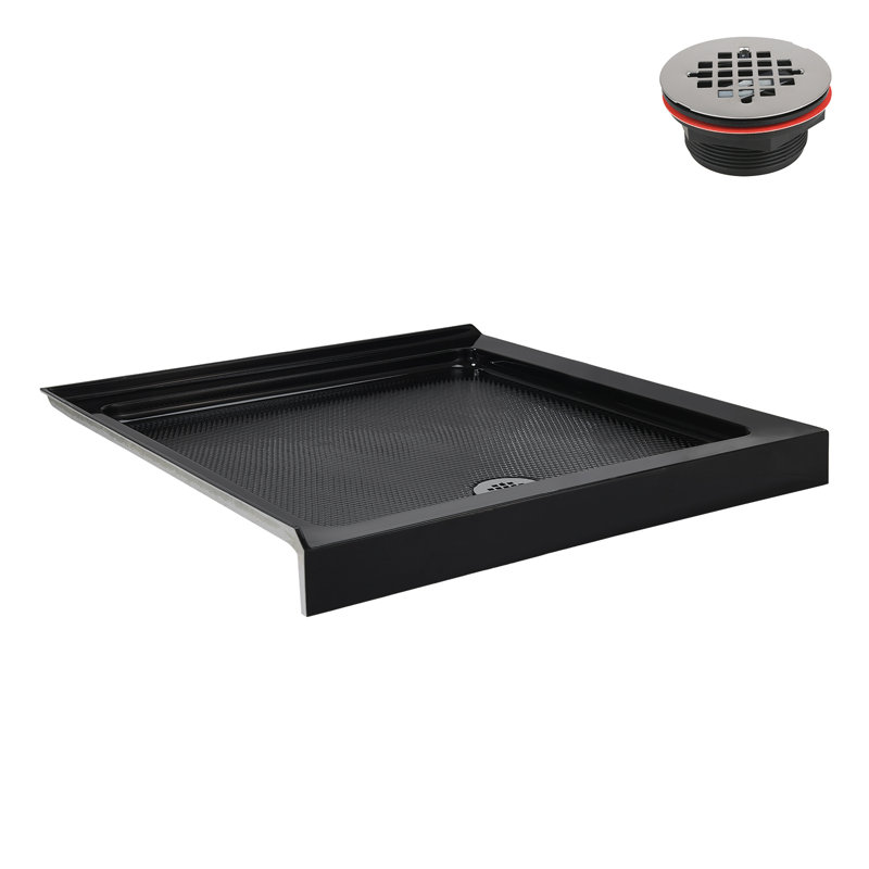 Streamline NT-2251-36BL-LF 36 in. x 36 in. Corner Acrylic Shower Base in Glossy Black with Left Hand Drain, Drain Included