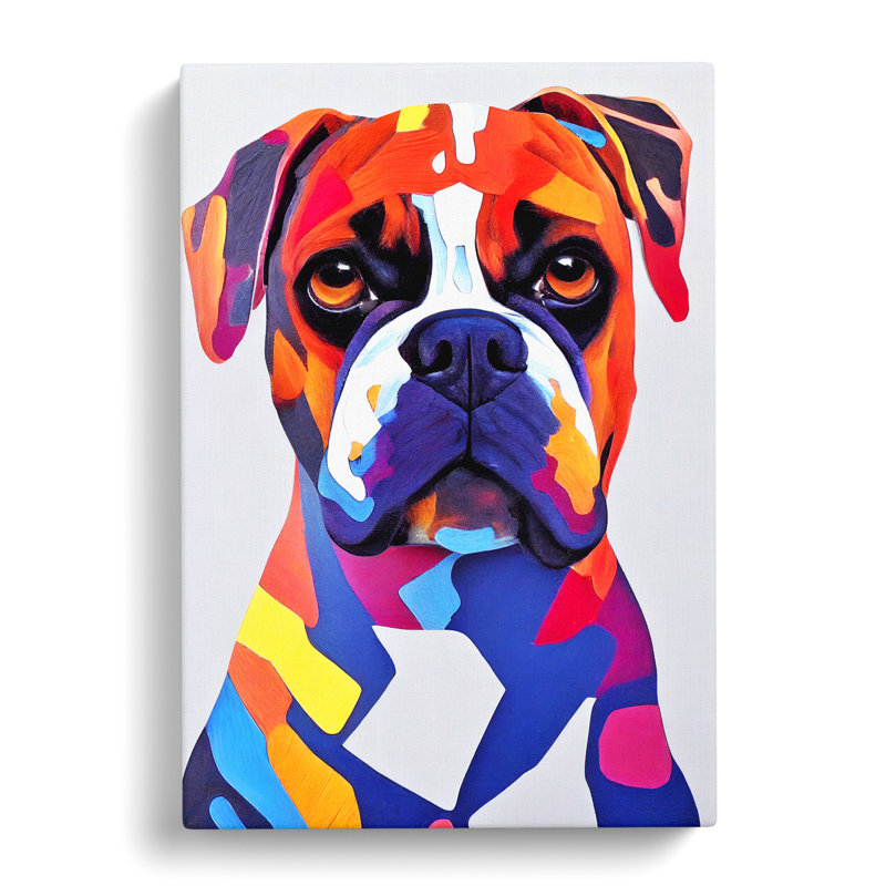 Boxer Dog Palette Knife - Wrapped Canvas, 50cm H x 35cm W x 3cm D