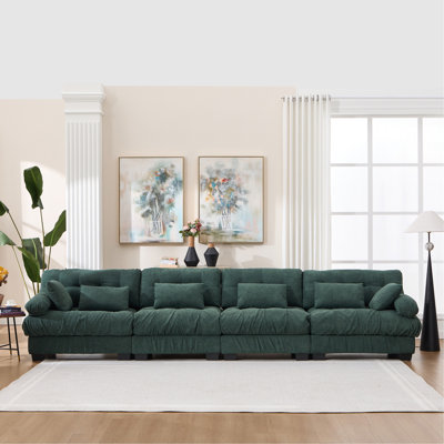 Canapé modulaire modulaire Cloud, canapé modulaire moderne pour le salon, canapé modulaire à assise profonde avec accoudoirs ronds 6 coussins, canapé confortable en flanelle 4 places pour chambre à coucher