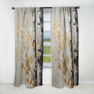 Tree Whispers Of Grey and Gold - Rideau floral occultant monochrome - 1 panneau