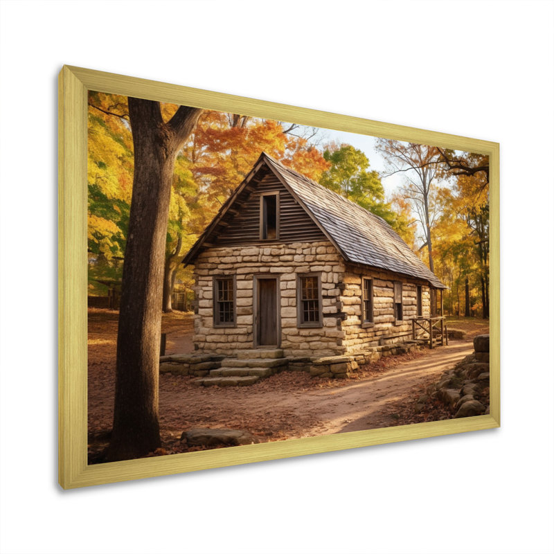 «Cottage Retreat In Ozark Arkansas I», reproduction sur toile, Encadrement doré, H 24 po x l 32 po x P 1 po
