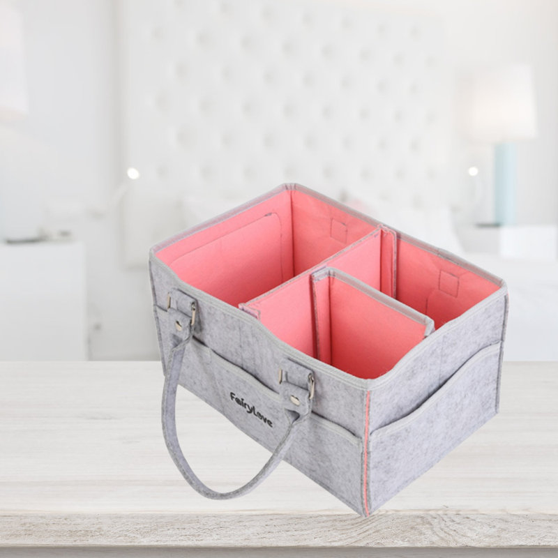 Rebrilliant Fabric Decorative Basket, 7" H x 16" W x 10" D, Pink